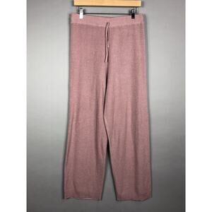 Free People Beach Wide Leg Knit Pants L Mauve Pink Pull On High Rise Boho Casual